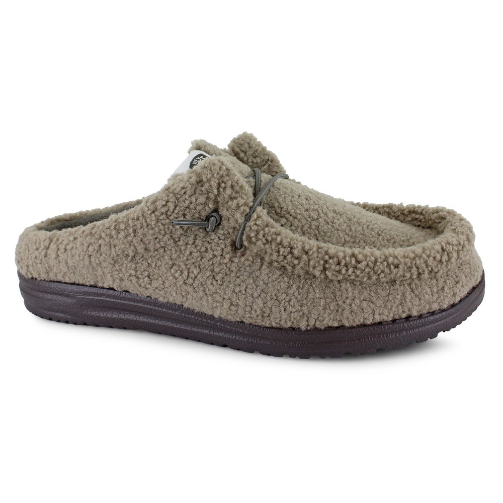 Hey Dude Wally Slip Sherpa Shoes Timber Wolf Mens Grey Brown Like New Size 12